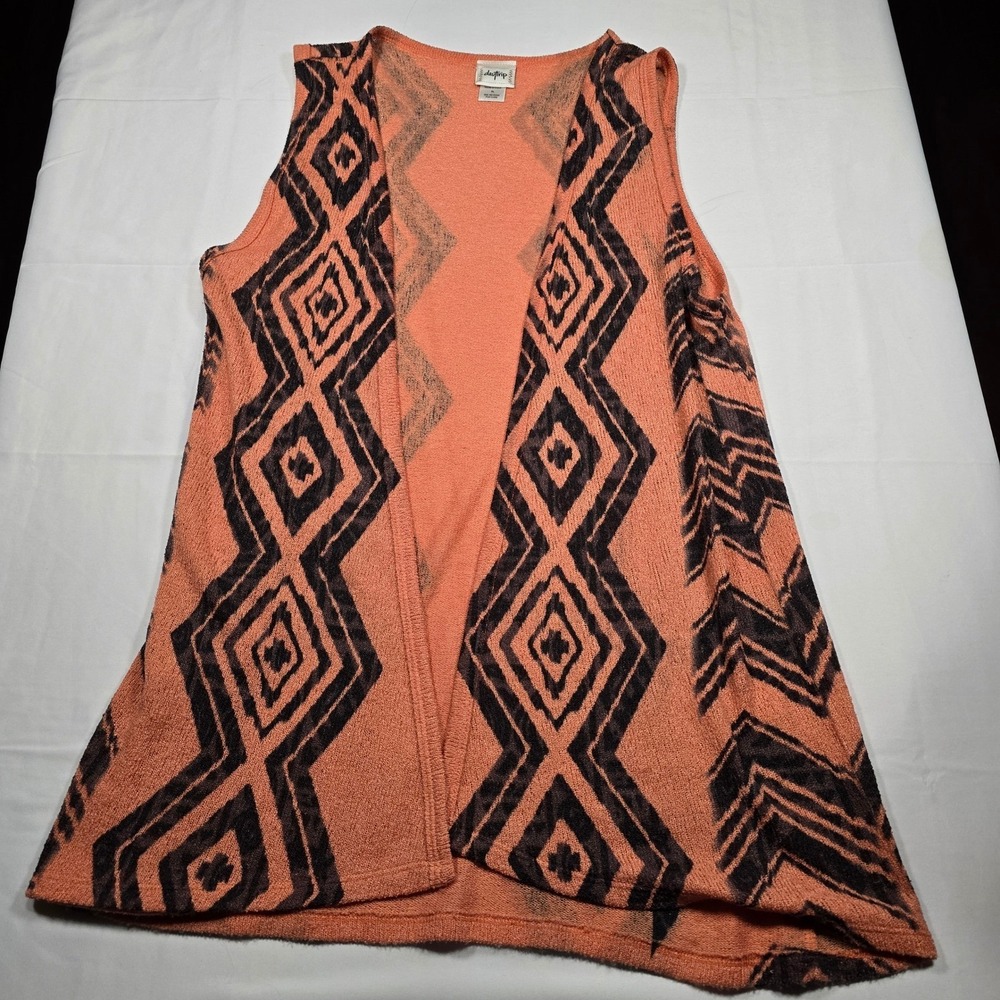 Daytrip‎ Women's XL Western Geometric Top Coral Orange Boho Festival